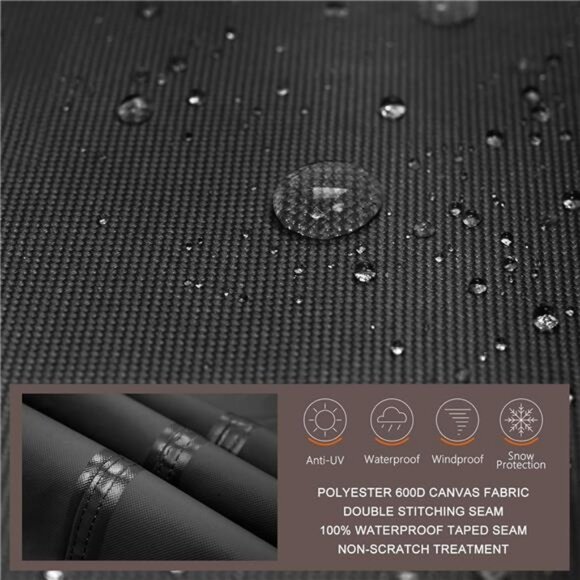 600D Tough Canvas Heavy Duty Rectangular Patio Table and Chair Cover - Picture 4 of 7